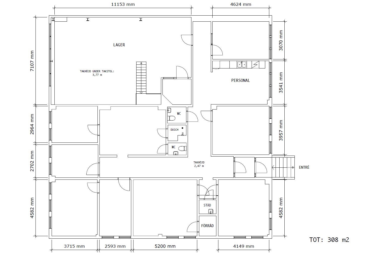 Planritning med mått Planritning med mått